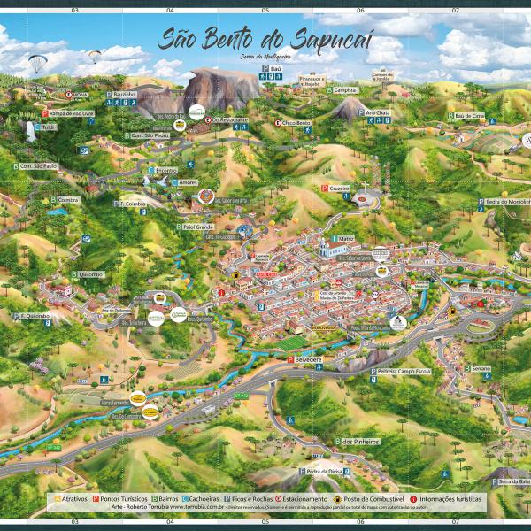 Mapa ilustrado e turístico de São Bento do Sapucaí 2022