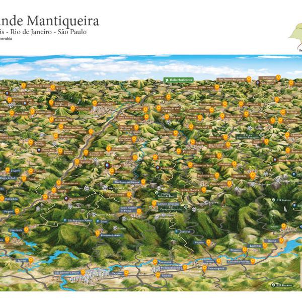Mapa da Grande Mantiqueira - Ilustração Roberto Torrubia 