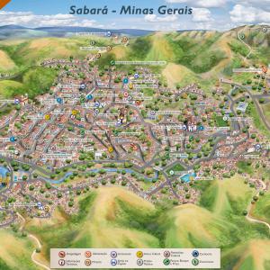 Mapa turístico e ilustrado de Sabará MG