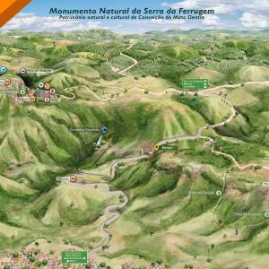 Mapa ilustrado do Parque da Ferrugem em Conceição do Mato Dentro MG