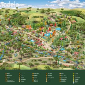 Mapa ilustrado e turístico do Horto florestal de Campos do Jordão - Ilustração Roberto Torrubia