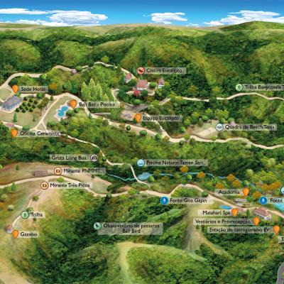 Mapa ilustrado - Embaúba Hotel Boutique - Ilustração Roberto Torrubia