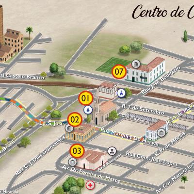 Ilustração de ruas com elementos 